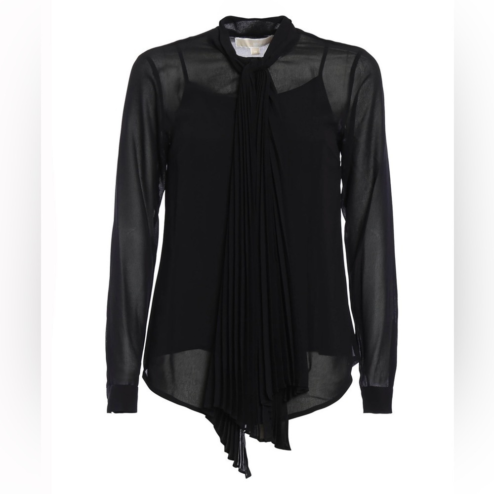 MICHAEL MICHAEL KORS Crepe shirt detailed with a pleated self-tie, concealed